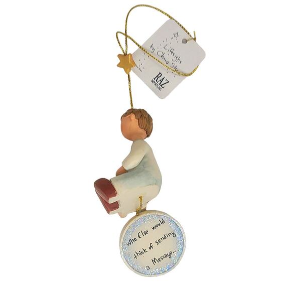 Lifesighs Chris Shea Nativity Shepherd Boy Christmas Ornament Sending A Message - Picture 4 of 4